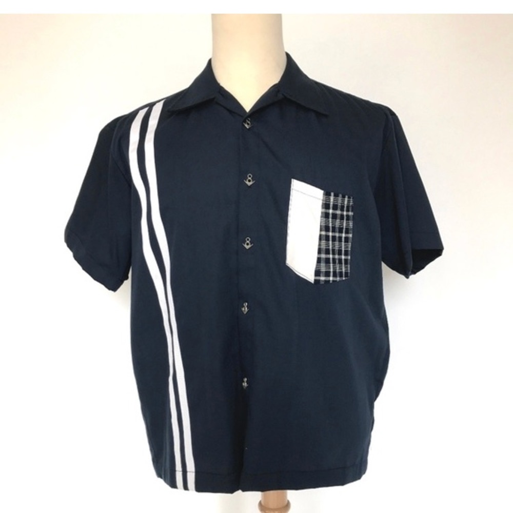 Rock Steady racing striped pocket shirt